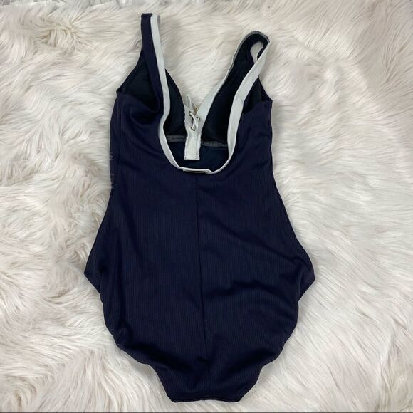 Nautica Navy  Ribbed With White Trim One Piece - Picture 5 of 9